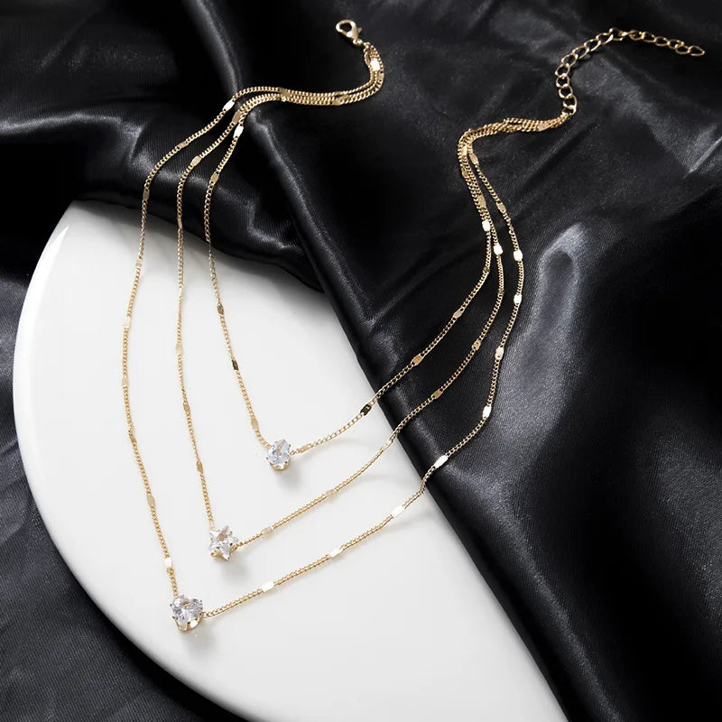 Celestial Grace – Triple Layer Necklace