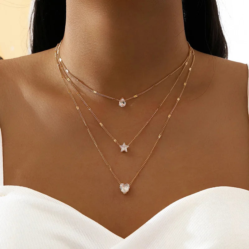 Celestial Grace – Triple Layer Necklace